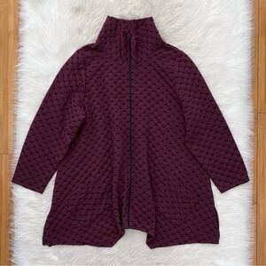Habitat Purple Dot Textured High Neckline Full Zip Slouchy Asymmetrical Jacket